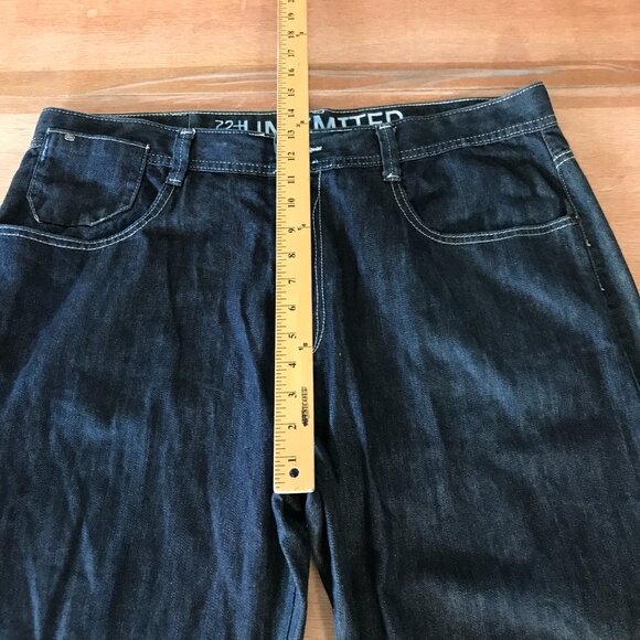 Ecko Unltd 72+ Loose Jeans Men 38 Black High Rise Stretch Skater Grunge 18003 - Picture 8 of 12